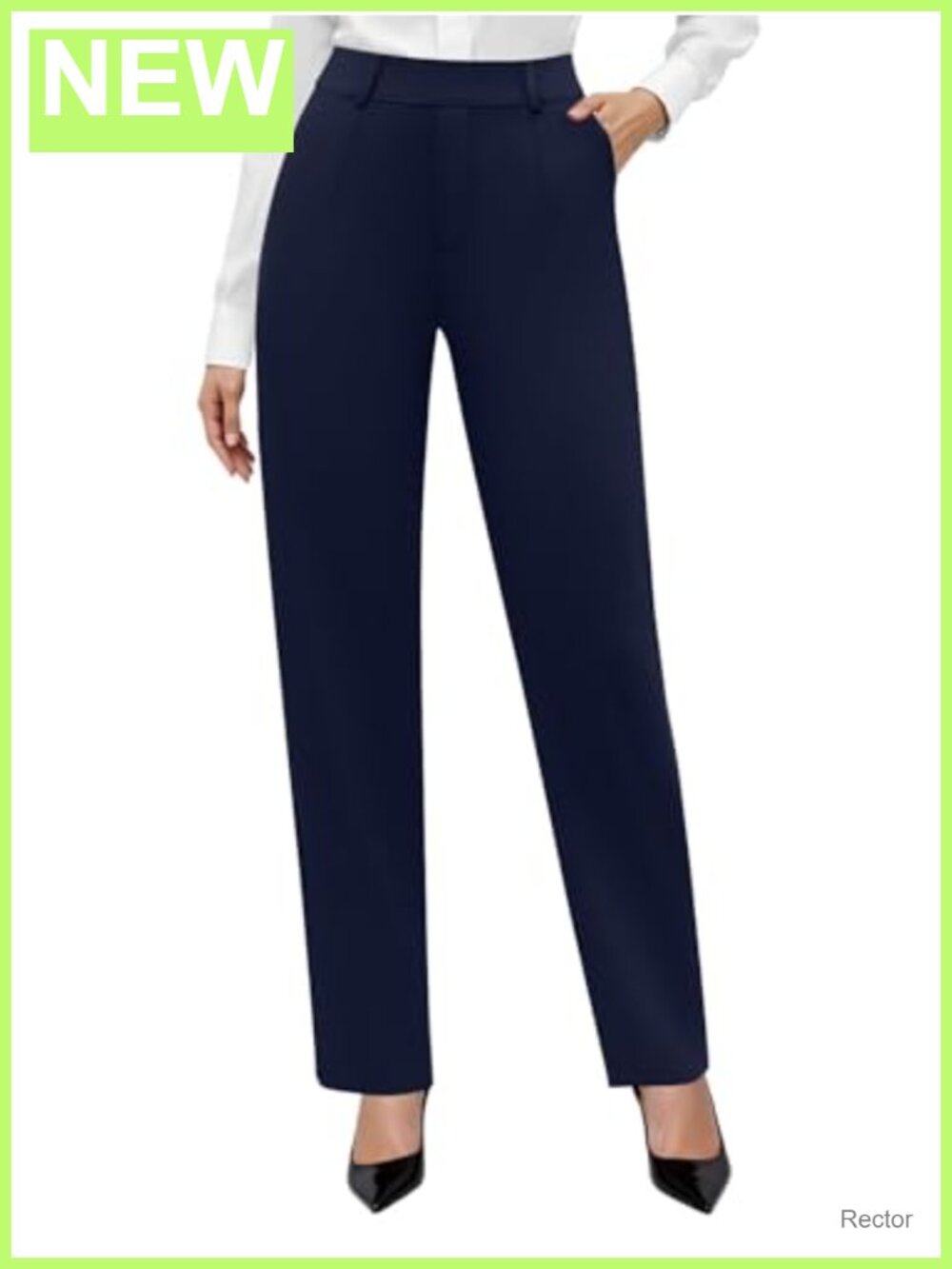 Stretchy High Waisted Pull On Tapered Work Dress Pants